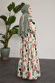 Oval Geometric Patterned Patchwork Green Dress - 4
