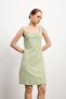 Women's Green Tweed Strap Mini Dress - 4