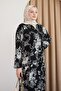 Mari Flower Patterned Black Dress - 4