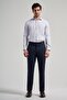 Men's Dark Navy Blue Flexible Slim Fit Trousers with Side Pockets 1003250160 - 2
