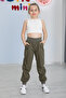 Khaki Waist and Ribbed Leg Girls' Trousers 20478 - 2