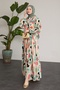 Oval Geometric Patterned Patchwork Green Dress - 5