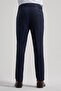 Men's Dark Navy Blue Flexible Slim Fit Trousers with Side Pockets 1003250160 - 4