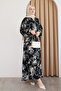 Mari Flower Patterned Black Dress