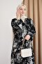 Mari Flower Patterned Black Dress - 2
