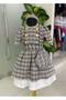 Girl's Fabric Gold Buttoned Skirt Lined Tutu Dress Bag Hair Crown 3-Piece Set - 6