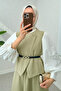 Belted Vest Skirt Suit 24123 (Light Khaki) - 2