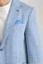 Remos Men's Blue Houndstooth Pattern Stretch Fabric Mono Collar Sports Blazer Jacket - 4