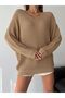 Women's Mink V-Neck Thessaloniki Knit Oversize Knitwear Sweater - 2