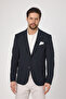 Waffle Men's Dark Navy Waffle Pattern Cotton Blended Lycra Stretchy Fabric Four Seasons Blazer Jacket