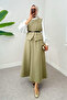 Belted Vest Skirt Suit 24123 (Light Khaki) - 4