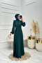 Women's Lacing Detailed Jacquard Islamic Dress Nms044