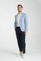 Remos Men's Blue Houndstooth Pattern Stretch Fabric Mono Collar Sports Blazer Jacket - 7
