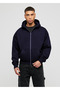 Men's Dark Blue Basic Premium Model Zippered Cardigan - 3