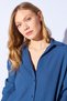 Indigo Seersucker Oversize Relaxed Fit Women's Shirt Ek 100161103 - 6