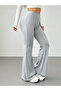 Grey Mélange Ex Melodi Comfortlux High Waist Flared Elastic Waist Bell-Bottom Flare Leggings Pants - 4