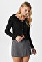 Women's Terra Ribbed Black Buttoned Knitwear Cardigan - 5