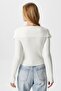 Women's Terra Corded Ecru Buttoned Knitwear Cardigan - 4
