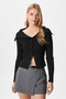 Women's Terra Ribbed Black Buttoned Knitwear Cardigan