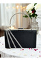Stylish and Eye-Catching Black Satin Evening Bag with Silver Stones - 2