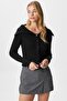 Women's Terra Ribbed Black Buttoned Knitwear Cardigan - 7