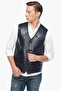 Genuine Lambskin Classic Men's Vest Navy Blue - 3