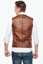 Genuine Lambskin Men's Vest with Pockets, Tan - 5