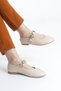 Daily Women's Beige Skin Ballerina Strap Adjustable Buckle Lightweight Comfortable Shoes - 2