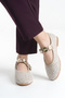 Daily Women's Ecru Brown Knitwear Ballerina Strap Adjustable Buckle Lightweight Comfortable Shoes - 4