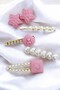 5 Pcs Pearl Heart Teddy Bear Buckle Set Pink - 2
