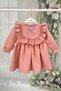 Ruffles and Ribbon Detailed Salmon Crepe Girls' Dress Special Occasion Birthday Dresses
