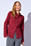 Burgundy Lycra Cotton Women's Shirt | MKS166847-01 - 7