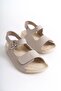 Summer Women's Special Sole Genuine Leather Beige Sandals -Mssr90-Bj