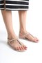 Summer Women's Jelly Matte Beige Stone Detailed Flat Sandals-Mstb7070-Bj - 3