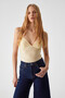 Lillean Women's Double Breasted Collar Slim Thin Tulle Yellow Blouse - 3