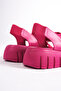 733-pmb Thick Serrated Sole Pink Platform Women's Slippers - 4