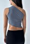 2587 Single Sleeve Ring Detailed Asymmetrical Blouse - 3