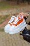 FRM-018 High-Soled Lace-Up Orange Linen Sneakers - 2