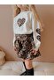Girl's Leopard Patterned Sweatshirt Set - 2