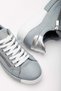 Women's Genuine Leather Zippered Sports Shoes Grey/Silver - 4