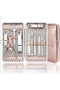 Manicure Pedicure Set for Hand-Foot-Eyebrow and Skin Care with Gold Shiny Bag Consisting of 12 Pieces