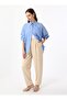 Soft Textured High Waist Trousers with Pleat Detail on the Front - Stone Color - - 2