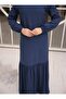 Dress with Frill Hem - Navy Blue - Sahra Butik - 6