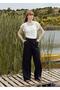 Women's Ruffle Sleeve Blouse with Stone Detail on the Front - 3