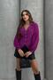 Women's Button-Detail Sleeve Chiffon Blouse