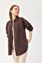 Design Stone Detail Shirt Brown - 5