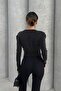 Women's Glittery Double Breasted Collar Blouse - 6