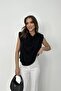 Women's cowl neckline Padded Shoulders Blouse