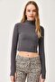 Smoked Flexible Knitted Blouse with Finger Detail