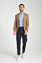 Pieros Men's Mustard Cotton Blended Slim Fit Slim Fit Four Seasons Blazer Jacket - 7
